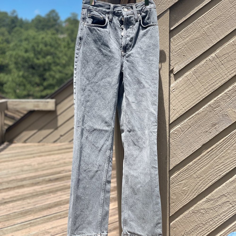 Topshop Gray High-Rise, Straight Leg Jeans NWOT